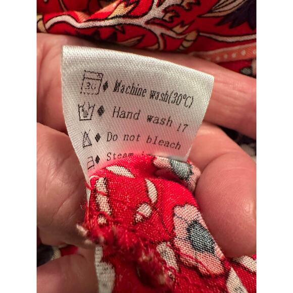 LEANI BOHO BORDER PRINT DRAWSTRING WAIST RAYON DRESS S - Picture 6 of 8